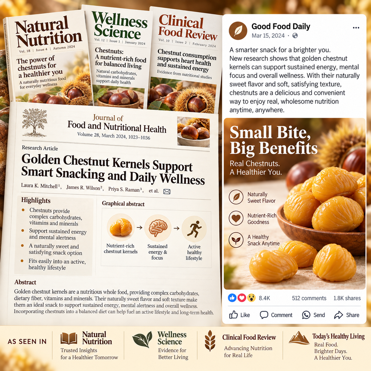 🌰 Nature’s Golden Chestnuts 💛 Heart‑Friendly Snack|Packed With Daily Good Nutrition-Rex