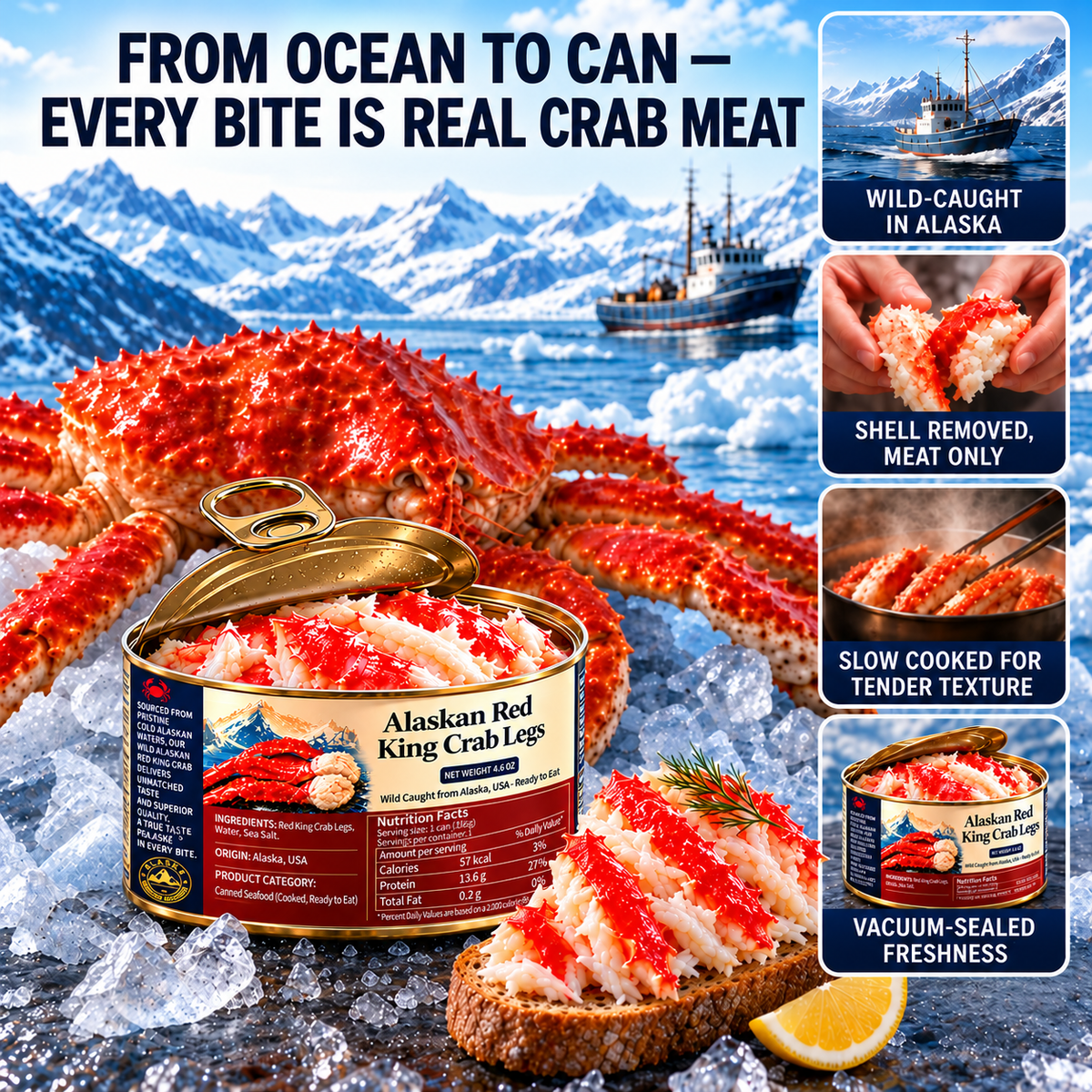 🦀Ocean's Finest — 🦀Alaskan Red King Crab Legs: 🦀Pure Luxury in Every Bite-Family