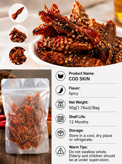 🌶️Premium Crispy Spicy Cod Skin Snack | Crunchy Seafood Chips-Joan