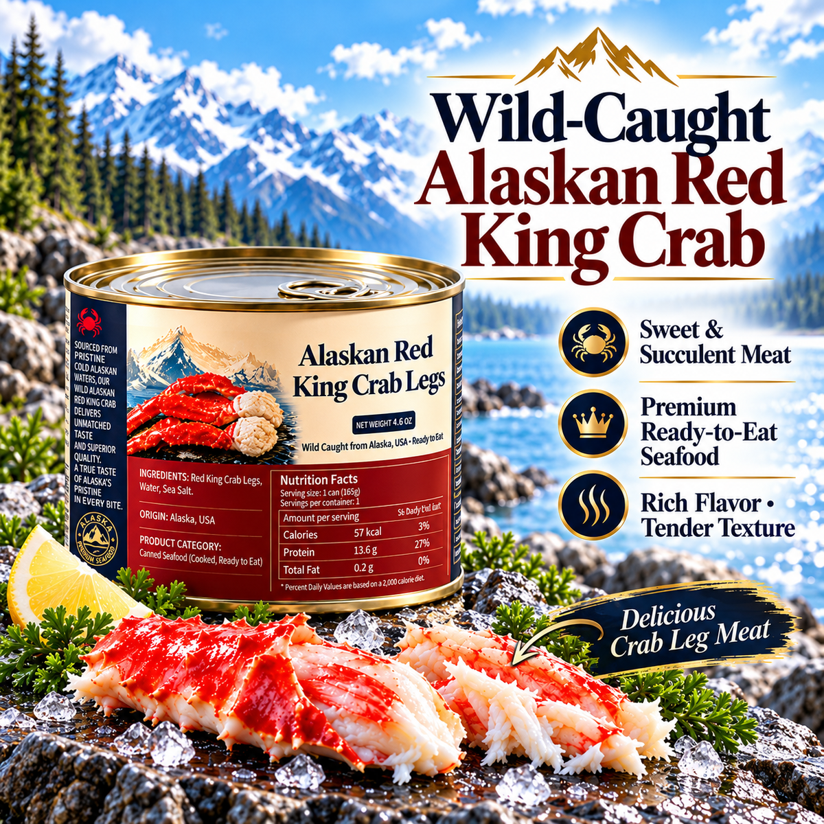 🦀Ocean's Finest — 🦀Alaskan Red King Crab Legs: 🦀Pure Luxury in Every Bite-Family