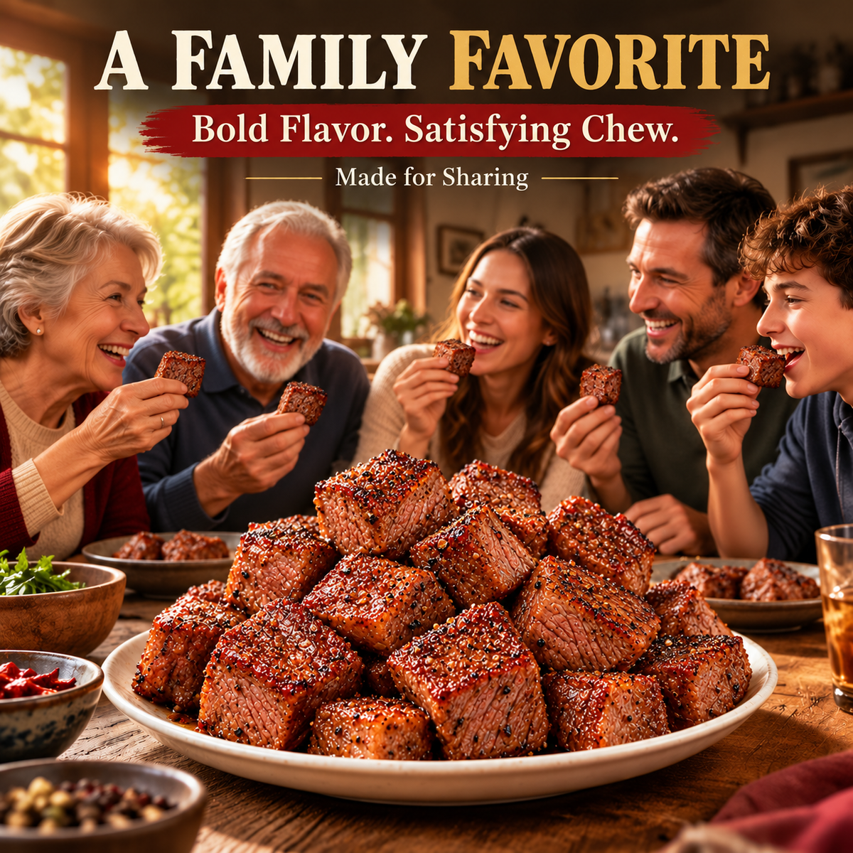 🥩100% Premium Slow-Smoked Angus Sirloin Bites I High Protein . Real Beef-Joan