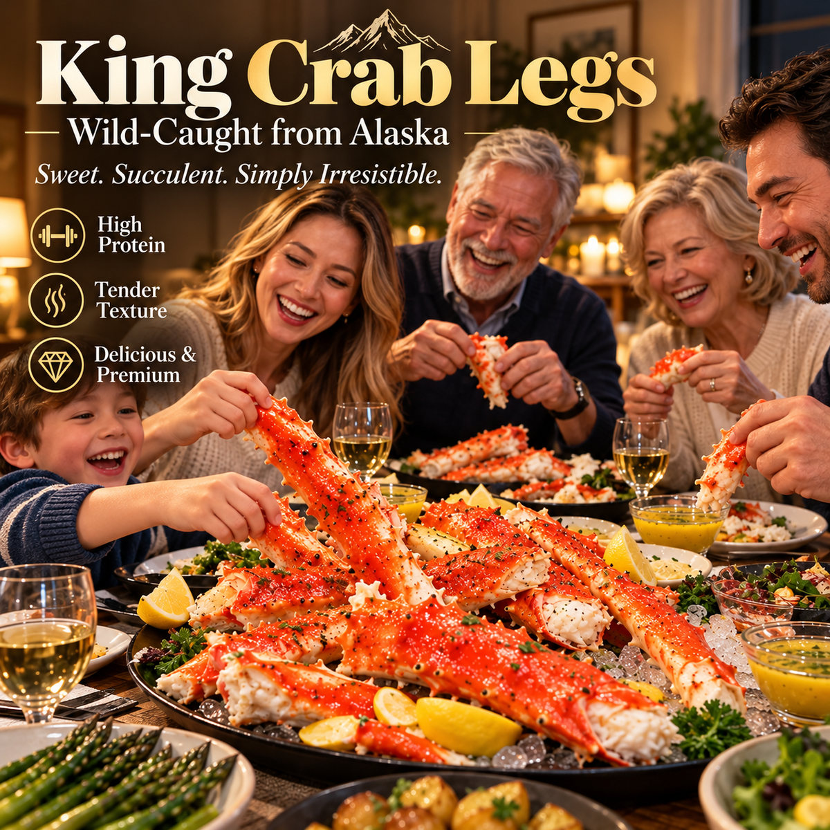 🦀Ocean's Finest — 🦀Alaskan Red King Crab Legs: 🦀Pure Luxury in Every Bite-Family