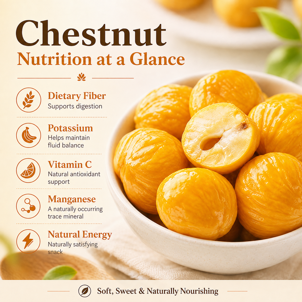 🌰 Nature’s Golden Chestnuts 💛 Heart‑Friendly Snack｜Packed With Daily Good Nutrition-Rex