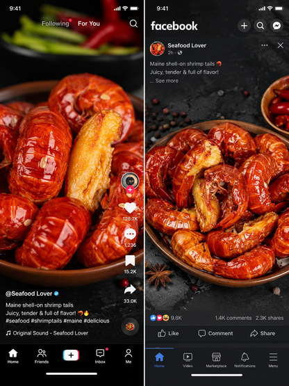 Fresh lobster tail meat with shell